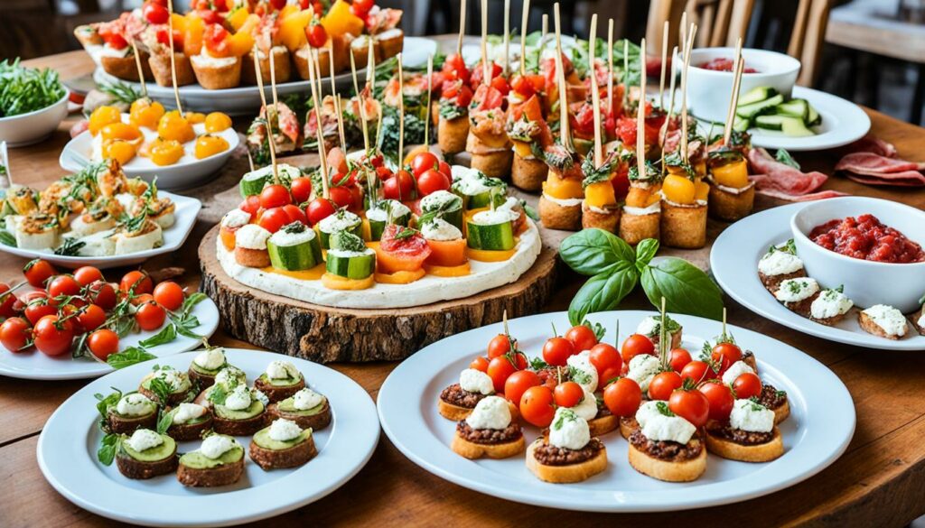 Italienische Vorspeisen und Desserts