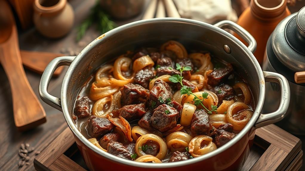 hausgemachtes zwiebel fleisch gericht